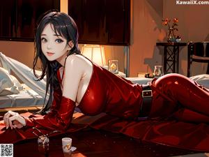 A woman laying on a pool table holding a card.