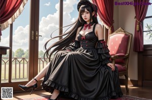 A girl in a pink dress standing in a field of daisies.