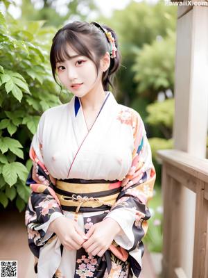 A woman in a kimono posing for the camera.
