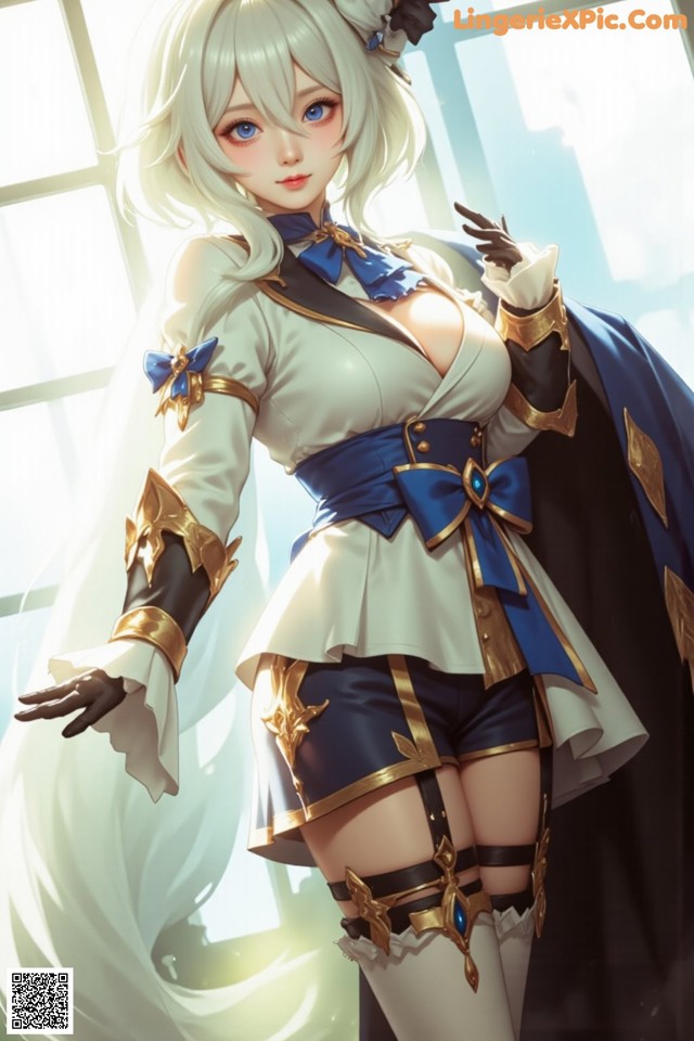 Hentai - Luminous Charm of the Aquatic Enchantress Set.2 20250126 Part 6 No.f6bf07 A woman in a white and blue outfit holding a sword.